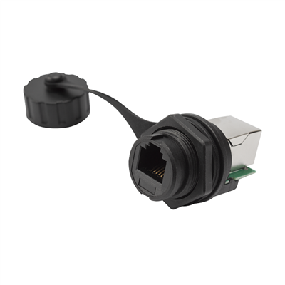 Vízálló ipari D sorozatú 180 fokos RJ11 csatlakozó 6P6C IP67 csatlakozó adapter